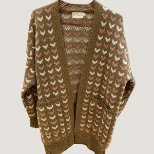 Like New Pink/Brown Chevron Patterned Cardigan